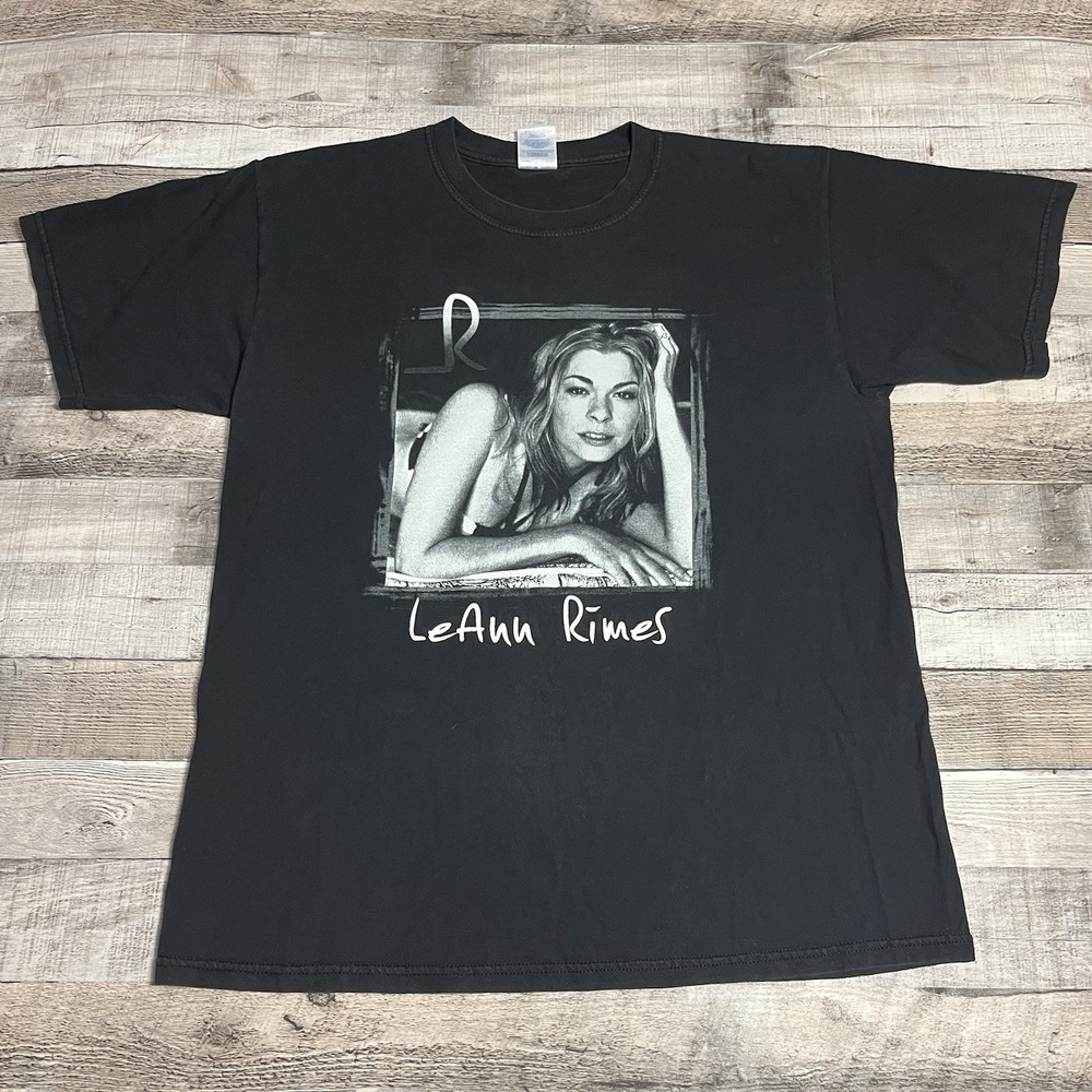 Leanne Rimes Shirt Size Large Black Vintage 2000s Country Music Band Tee